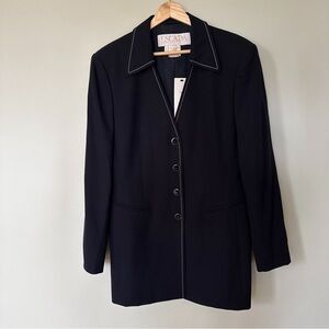 Escada Black Blazer with White Contrast Stitching